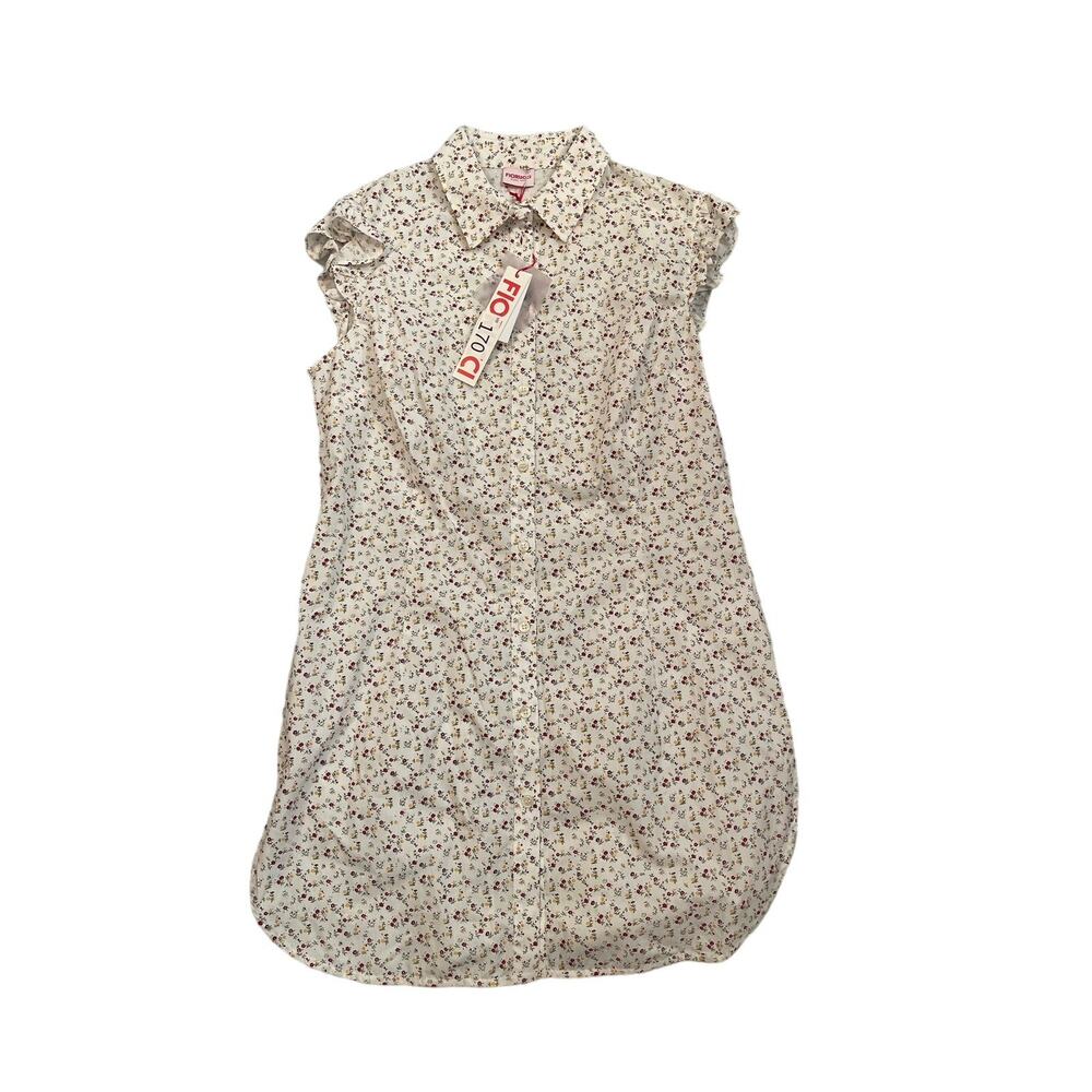 Fiorucci Cotton Poplin Floral Shirt Dress, NWT, Size: 46